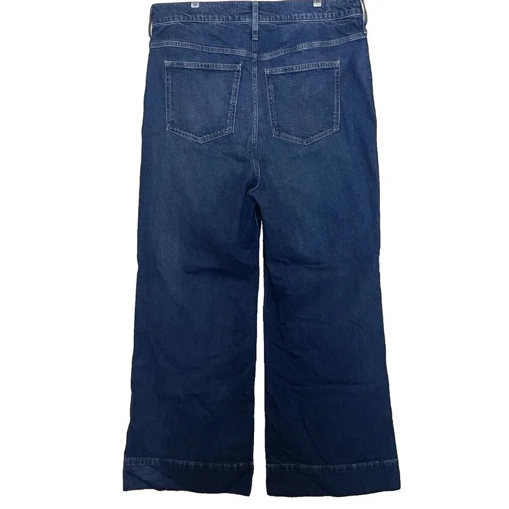 J. Crew Denim Trouser 1996 Semi-Stretch Resin Rinse Wide Leg Jeans Size 34 CC566
